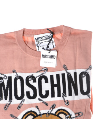 Pre-owned Moschino Sweater Pullover Wool Italy Woman Pink V09195501 1147 Sz.xxs Make Offer