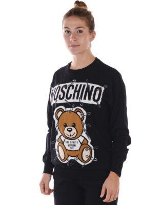 Pre-owned Moschino Sweater Pullover Wool Italy Woman Black V09195501 1555 Sz.m Make Offer