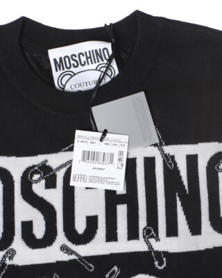 Pre-owned Moschino Sweater Pullover Wool Italy Woman Black V09195501 1555 Sz.xxs Makeoffer