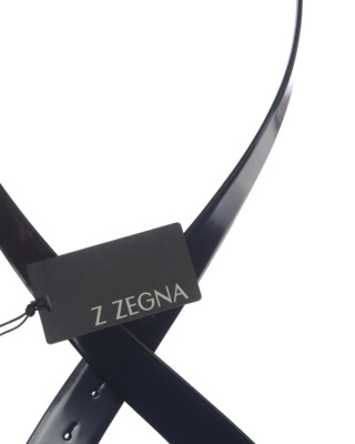Pre-owned Zegna Belt Double Face Leather Italy Man Black Bspox19324 Zfn Sz.105 Make Offer