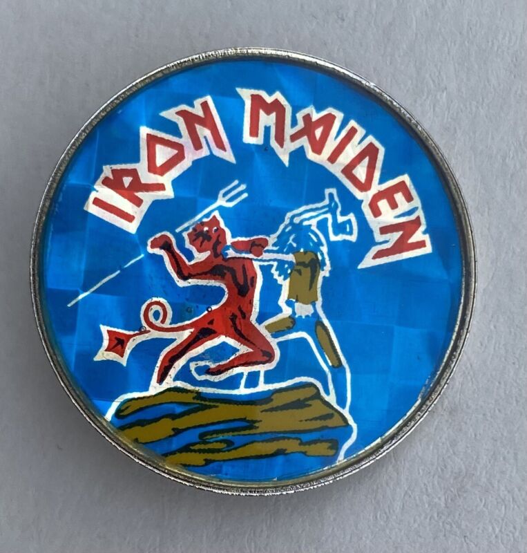 Vintage IRON MAIDEN Holographic Metal Pin, 1980s Original! Hard To Find!