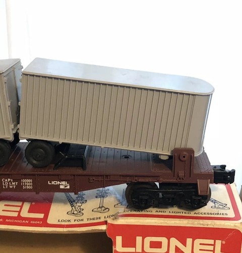 Lionel Train Northern Pacific NP 9122 Flat Car w/2 Semi Trailers Piggyback w/Box