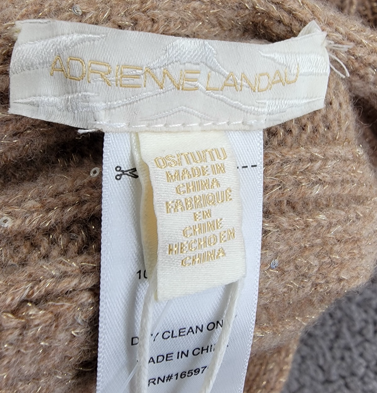 Adrienne Landau Wool The Lyla Scarf Women's One Size Camel Pom-Poms At Ends~ - Picture 7 of 15