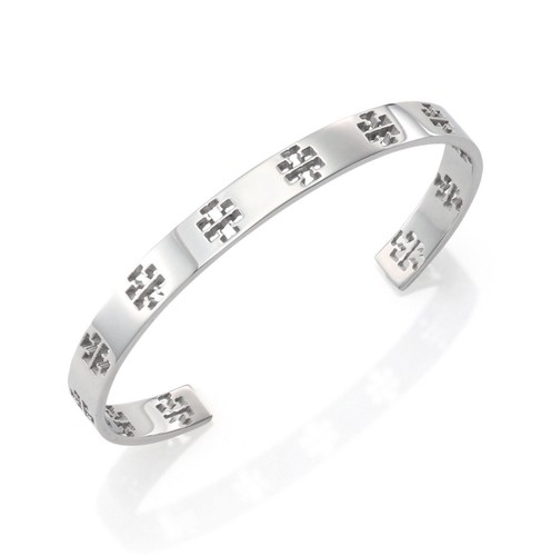 ブレスレット [ TORY BURCH ] STERLING SILVER ID BRACELET Tory Burch Silver Tone Pierced Logo Cuff Bracelet 6.1/2” | eBay