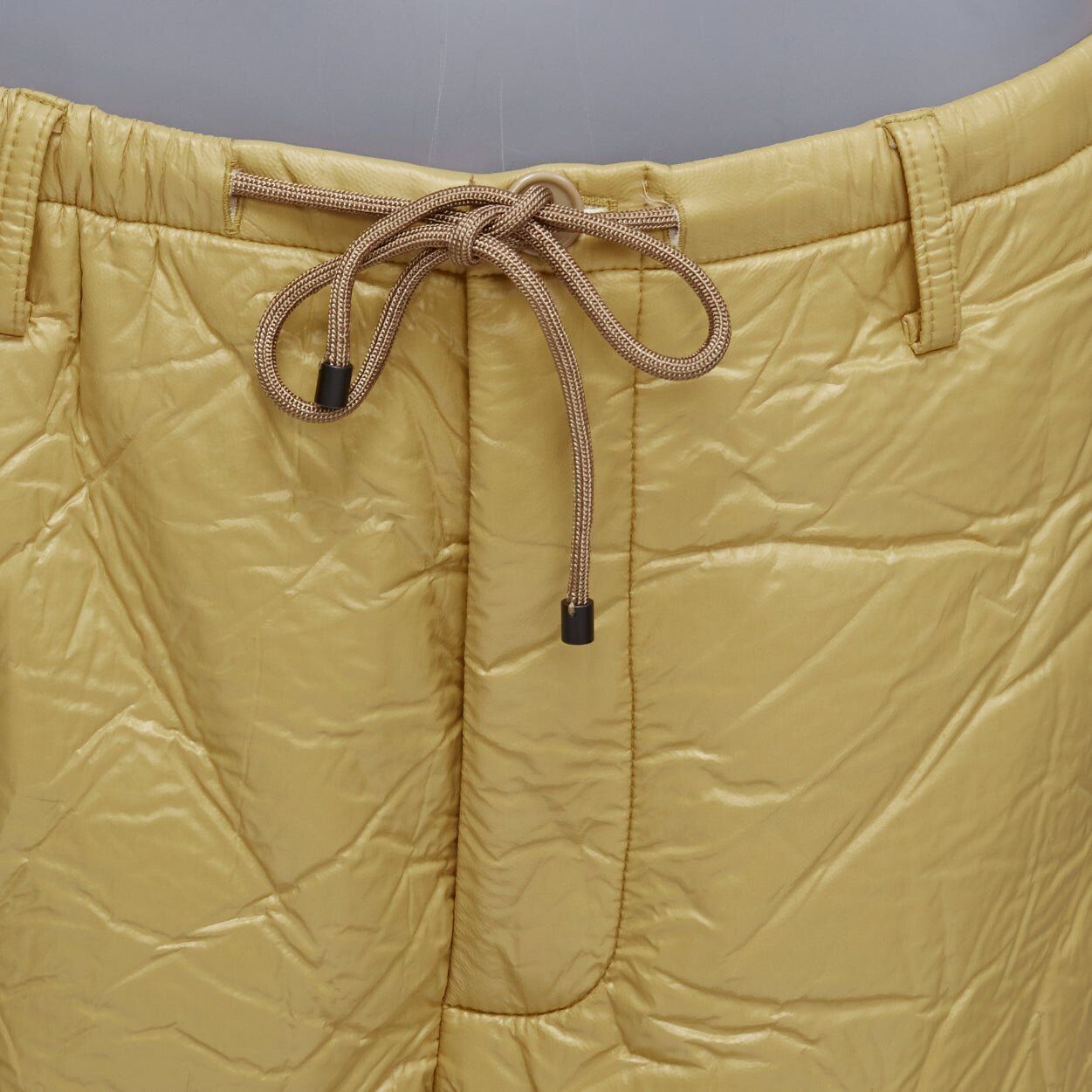 DRIES VAN NOTEN khaki crinkle padded drawstring wide leg DRIES VAN NOTEN khaki crinkle padded drawstring wide leg