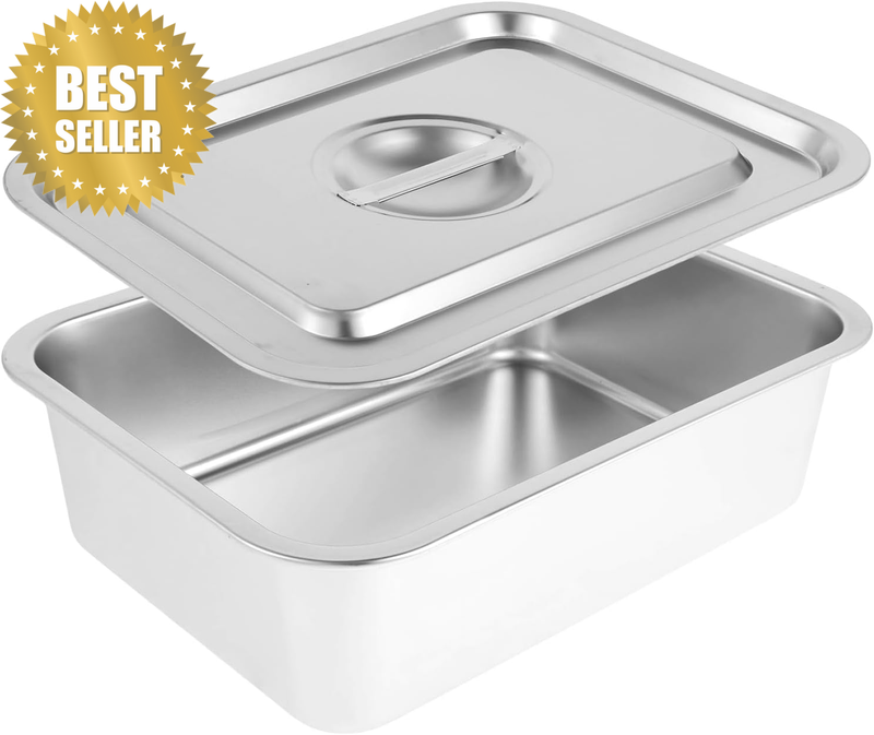4 Inch Extra Deep Lasagna Baking Pan with Lid, 14X10.3 Inch Large Stainless Stee