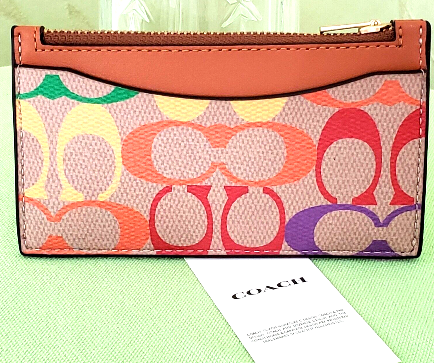 COACH ZIP CARD CASE RAINBOW SIGNATURE:NWT CA294 | eBay
