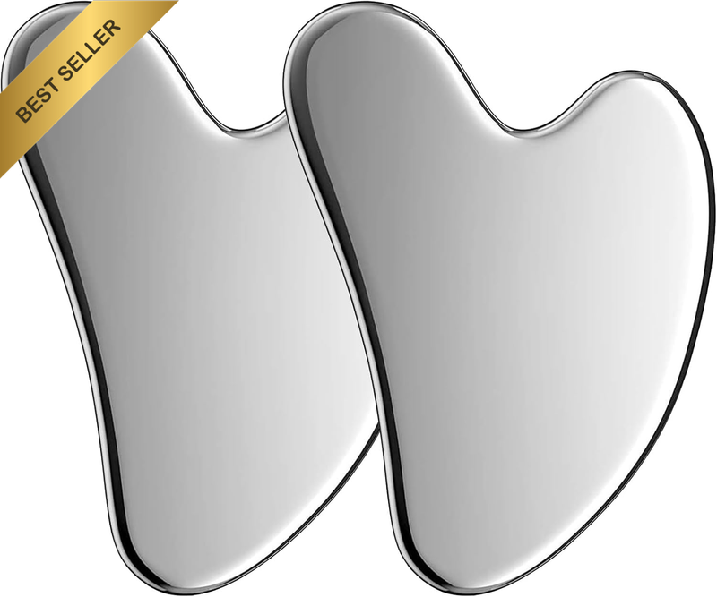 Guasha for Face Massager,Stainless Steel Guasha Facial Tools,2 Pcs Tools for SPA