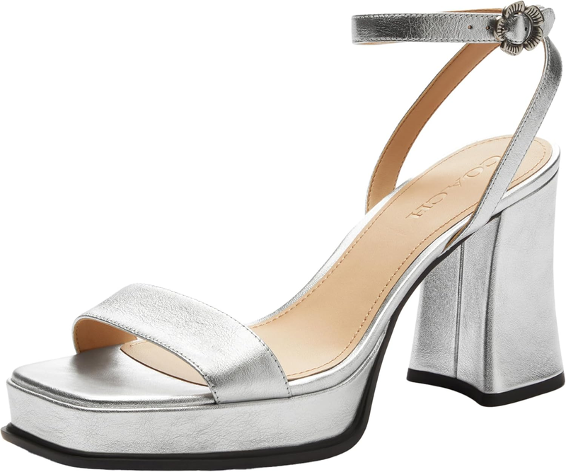 COACH womens Tea Rose Platform Sandal in Glazed Leather