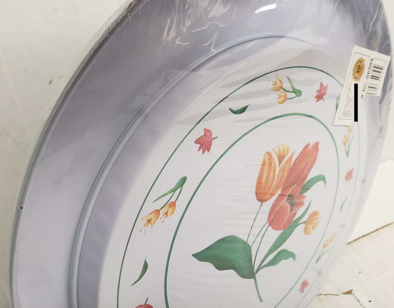 SET OF 4 TIN STEEL STOVETOP BURNER COVERS (2-10",2-8") FLOWERS, TULIPS, MBR