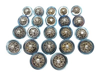 Repousse Stamped Pierced Button 34 Vintage LOCK /& KEY Metal Button