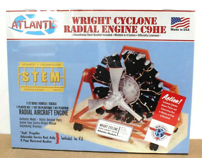 Atlantis M6052 Wright Cyclone Radial Aircraft Engine Kit 1:12 new USA X Monogram