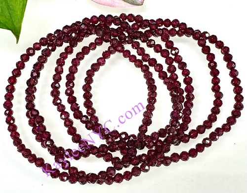Wholesale lot 6 Pcs 4mm Faceted Natural Garnet 7.5” Stretch Bracelet