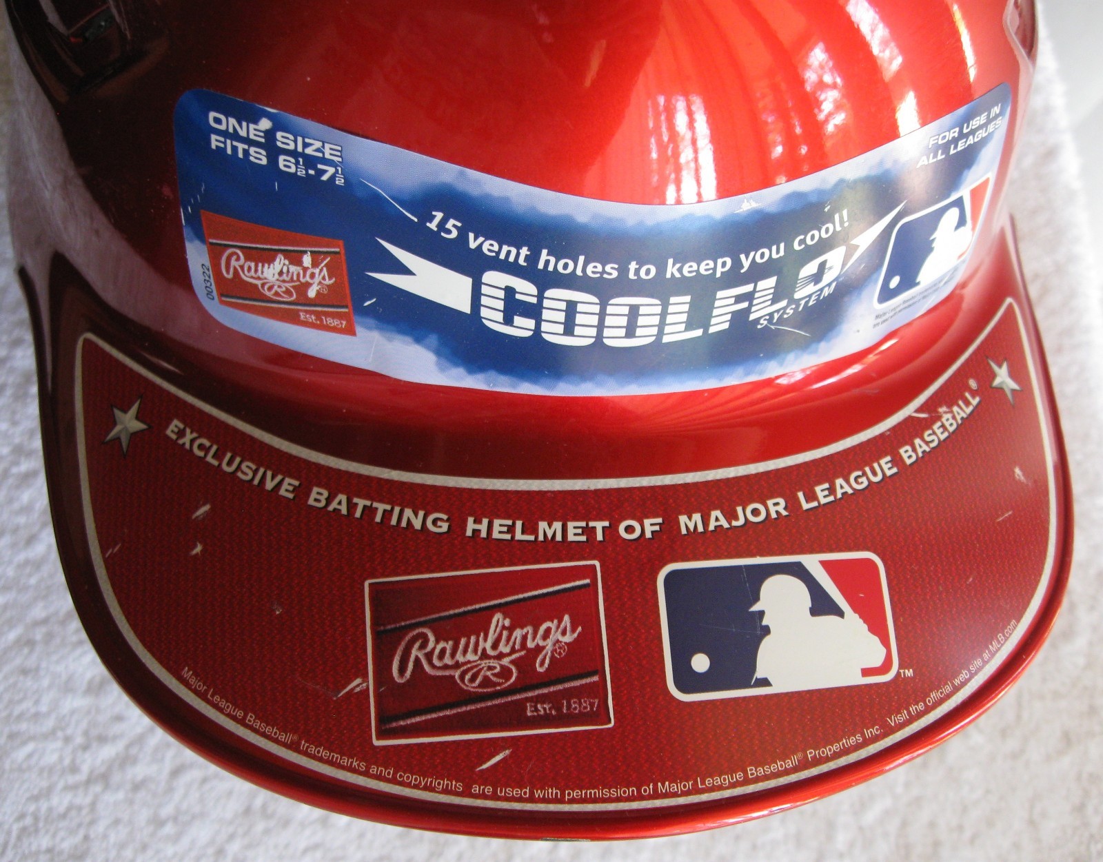 Red Rawlings cool flo batting helmet, sz 61/2 - 71/2,15 vent holes
