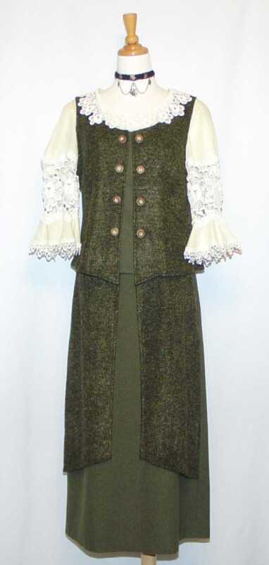 S M ? / GREEN WOOL Women Winter German Church Dirndl Suit DRESS / SKIRT & VEST