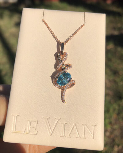 Pre-owned Levian Blue Zircon Chocolate Diamond Pendant Necklace 1.54cttw 14k Rose Gold In Pink