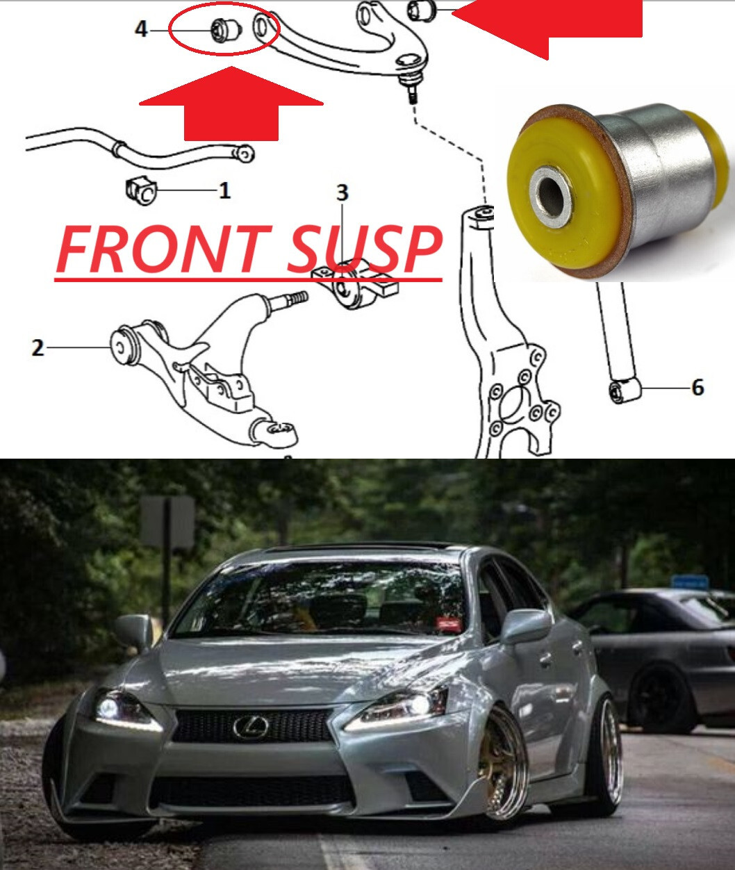 for lexus is250 is350 Polyurethane silent block of the front