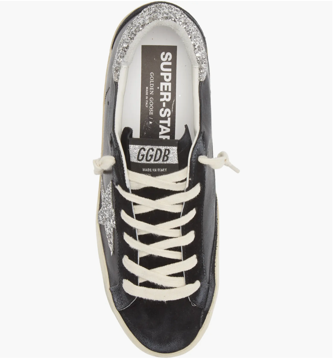 Pre-owned Golden Goose Women's Super-star Low Top Sneaker, Black/silver 4335 - Retail $625