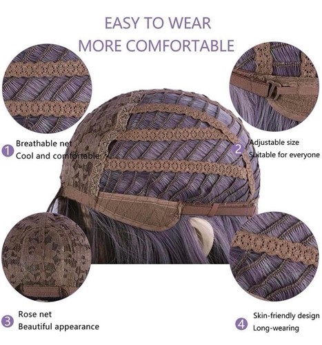 Rswsp 23 inch Natural Full Hair Long Wavy Synthetic Wig - Ombre Silver