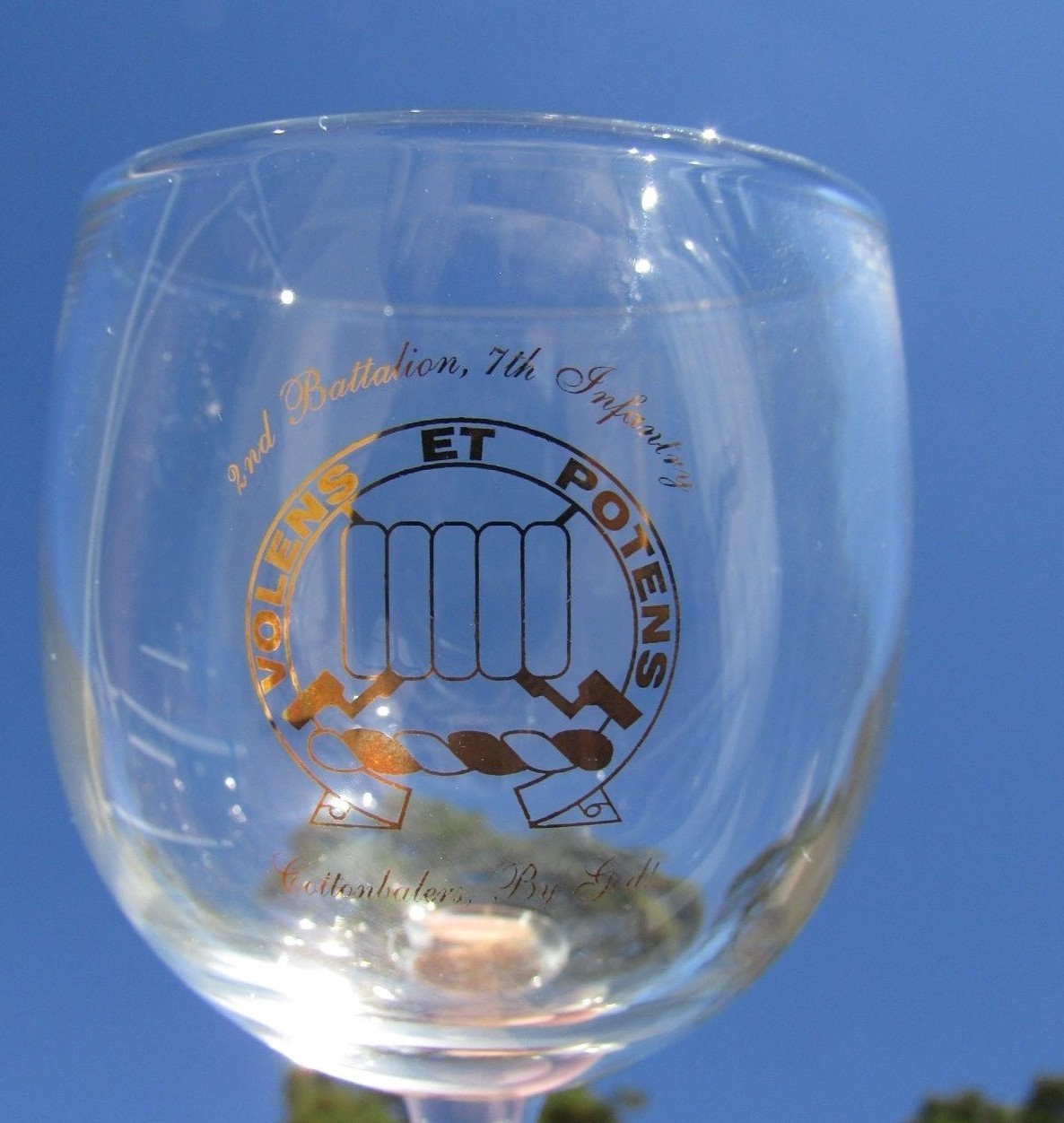 US Army 2nd BN 7th Infantry Regiment Wine Glass- Ft. Stewart Ga- Cottonbalers