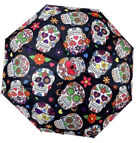 Sugar Skull Umbrella (36" wide when open) Dia de los Muertes Day of the Dead