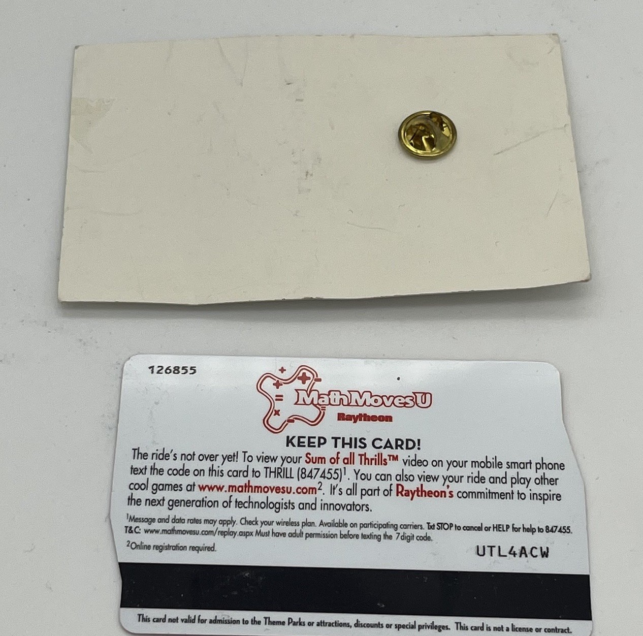 Disney World Epcot Innoventions Sum Of All Thrills Pin Raytheon & Ride Card