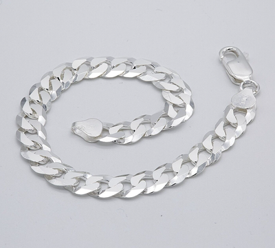 Mens Sterling Silver 8mm Flat Curb Bracelet 8.5 inch Brand New 925 Stamp