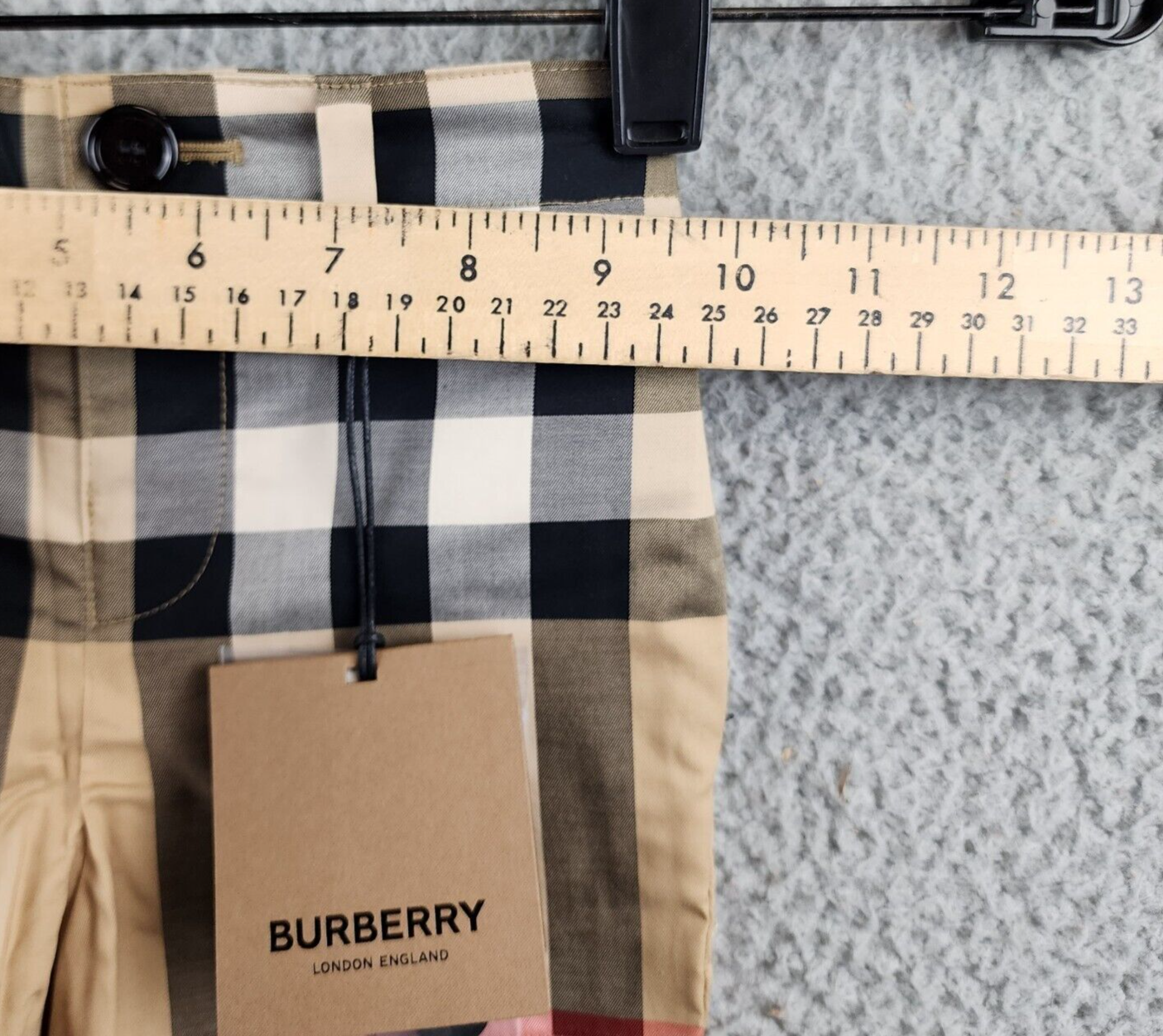 Burberry Royston Checked Stretch Shorts Baby Boys 12M Beige Multi Button Front - Picture 6 of 12