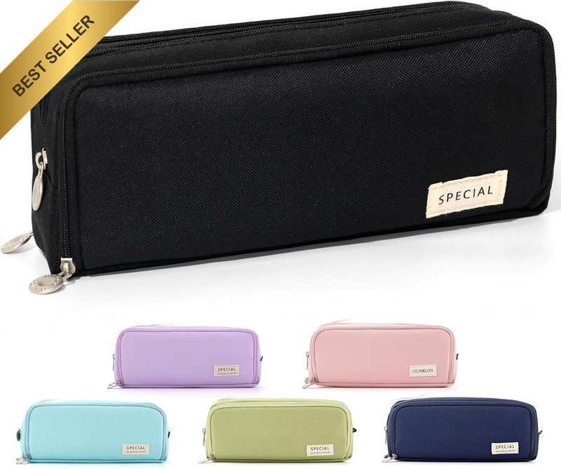 Large Capacity Pencil Case 3 Compartment Pouch Pen Bag for School Teen Girl Boy