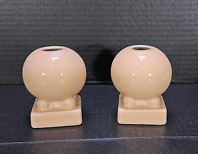 Vintage Fiesta Bulb Candle Holders Apricot Homer Laughlin Candlestick Fiestaware