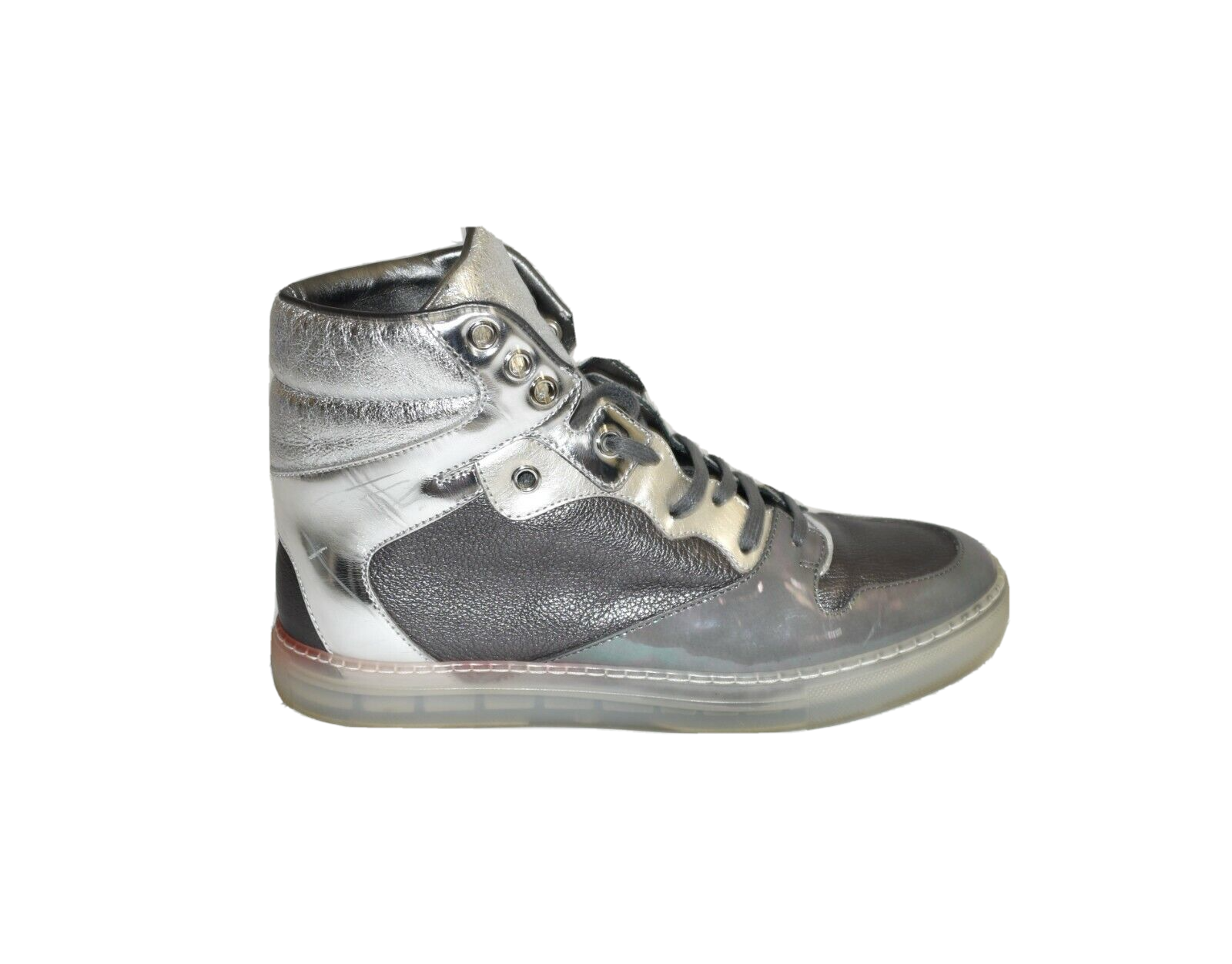 Balenciaga Metallic Leather High-Top Sneakers Silver Gray Balenciaga Metallic Leather High-Top Sneakers Silver Gray
