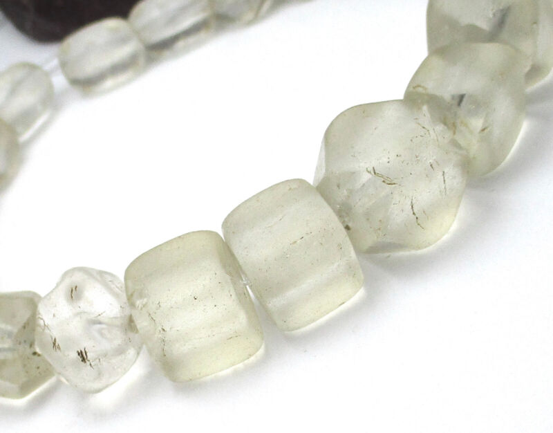 20 RARE ETHEREAL OLD GRADUATED TRANSLUCENT CLEAR MIXED BOHEMIAN ANTIQUE BEADS