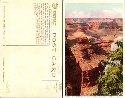 Grand Canyon ntl park AZ Battleship Postcard Unused (40659)