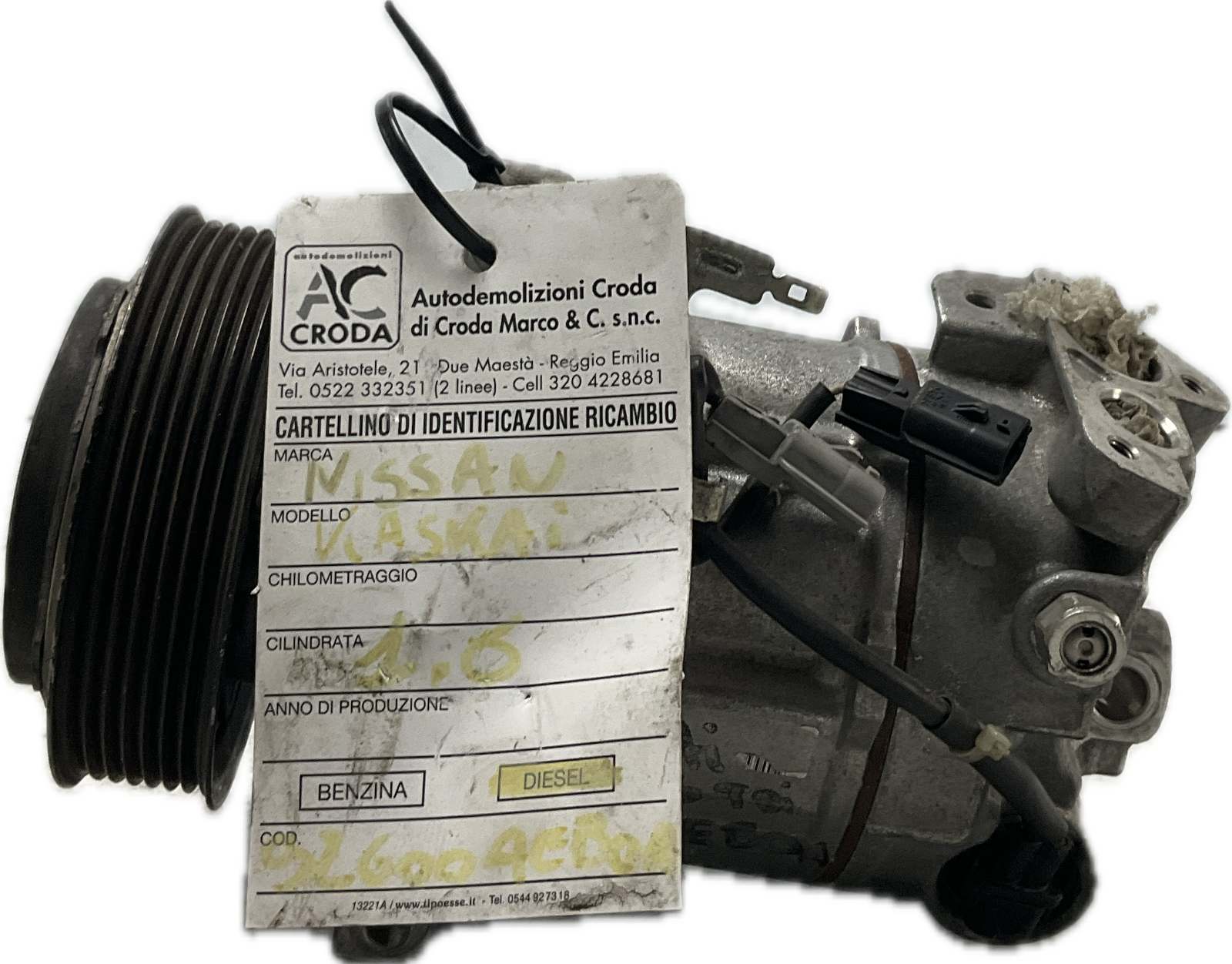 Compressore clima aria condizionata A/C NISSAN QASHQAI CODICE: 92600-4E0B0A