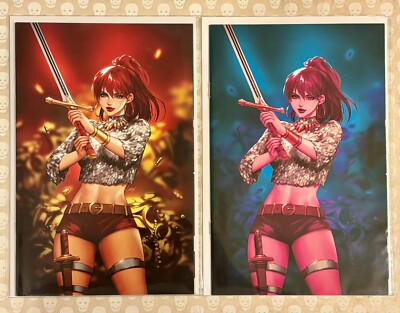 Immortal Red Sonja #2 Leirix Li Virgin Variant Red & Blue Dynamite