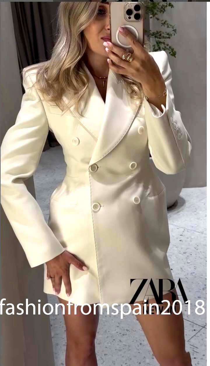 ZARA NEW WOMAN DOUBLE-BREASTED BLAZER SHOULDER PADS ZW LT
