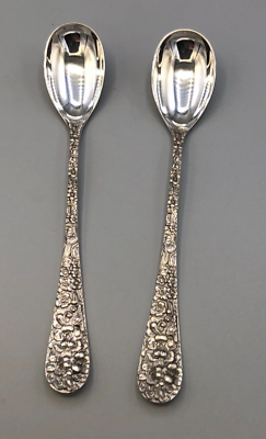 Stieff Rose by Stieff Sterling Silver pair of Jam Spoons  5 7/8"