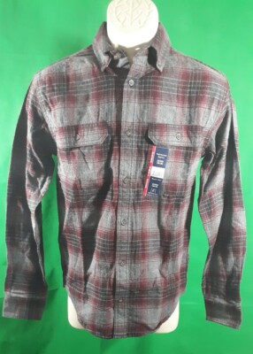 George Men's Longsleeve Flannel Plaid Button Down Shirt 100% Cotton - XS (30-32)