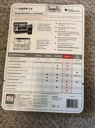 Texas Instruments TI-Nspire CX Color Graphing plus Software PC/Mac NEW