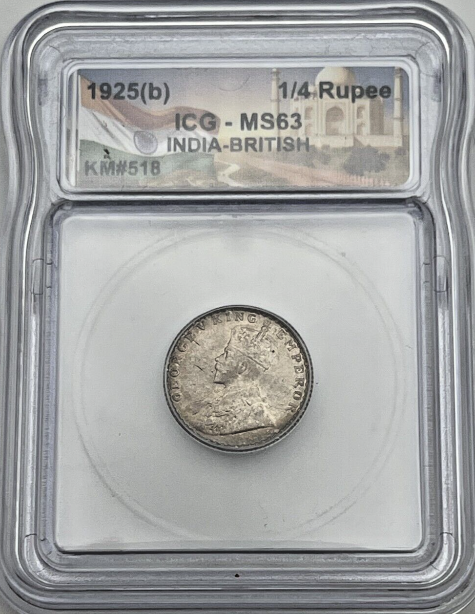 1934年 インド カッチ 5K 硬貨 ジョージ5世　MS63 インド 5コリ銀貨☆1934年～／未使用／カッチ藩王国