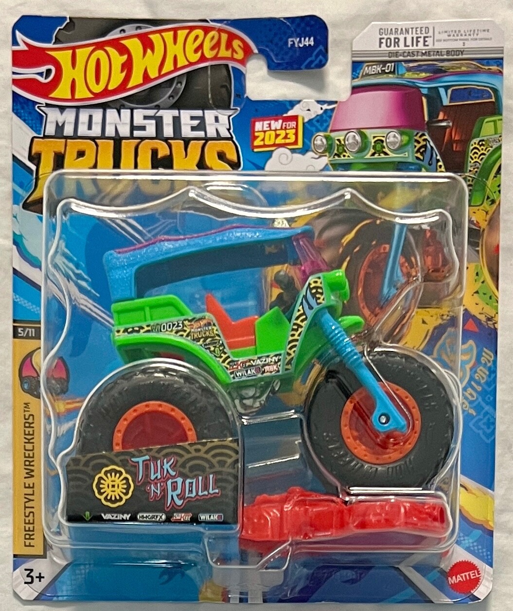 ミニカー Hotwheels MONSTER TRUCKS Hot Wheels 2023 Monster Trucks Freestyle #5/11 Tuk 'N' Roll