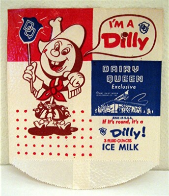 ジャンク！1980’s DQ ディリークィーン ビンテージ ナプキン入れ 1950 Dairy Queen Dilly Bar Bag with Imprinted Dilly Bar