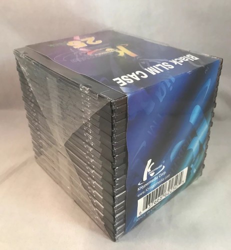 25 Pack Black Square CD DVD Storage Hard Plastic Replacement Slim Jewel Cases