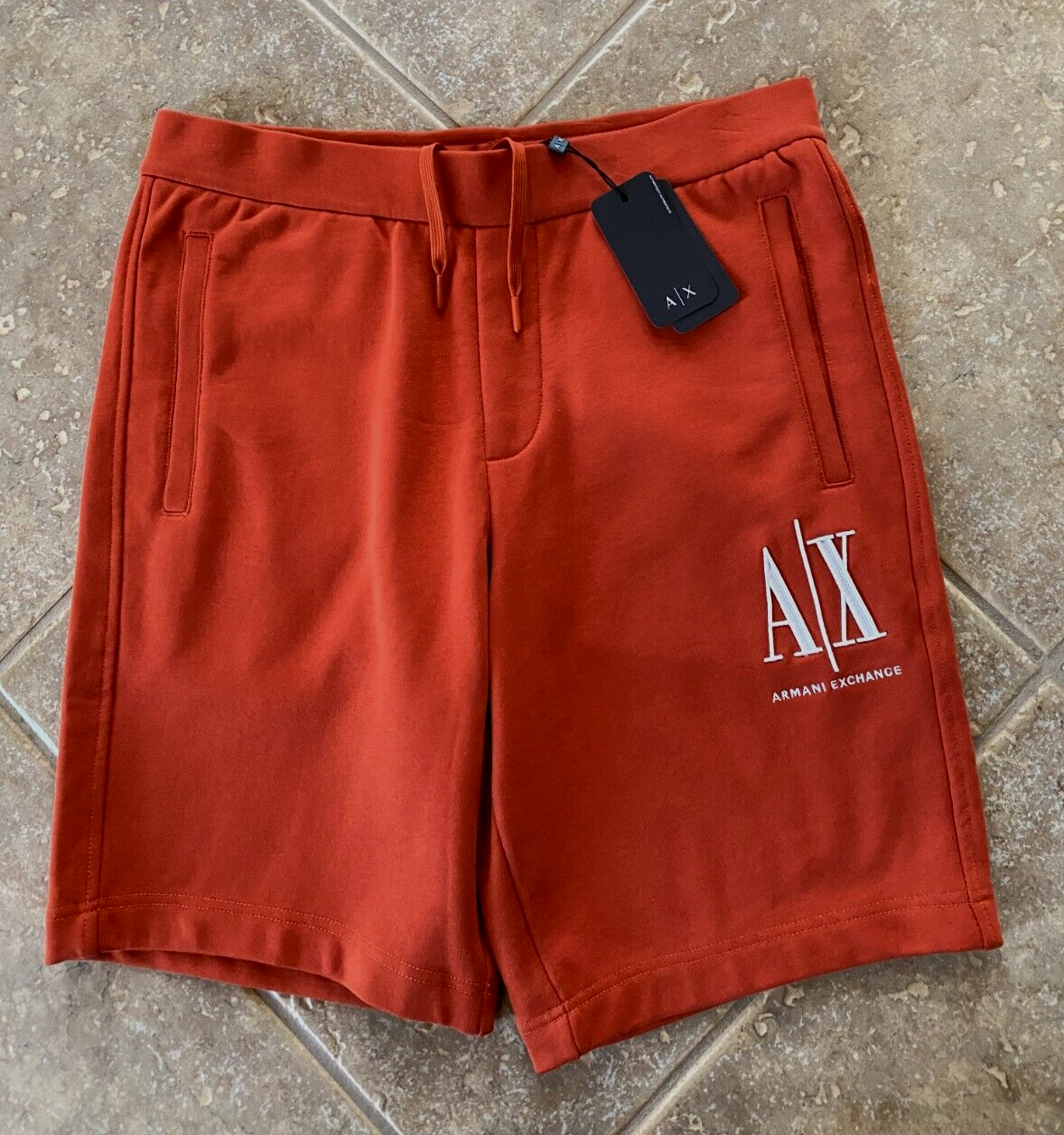 Armani Exchange Fleece Bermuda Shorts Men XL Red wWhite A/X Armani Exchange Fleece Bermuda Shorts Men XL Red wWhite A/X