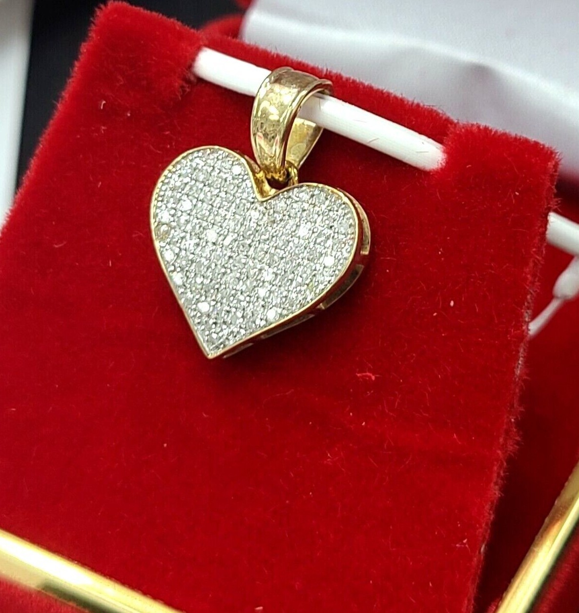 Pre-owned Handmade Deal 0.25ct Genuine Natural Round Diamond Heart Pendant Charm 10k Gold 20mm In I