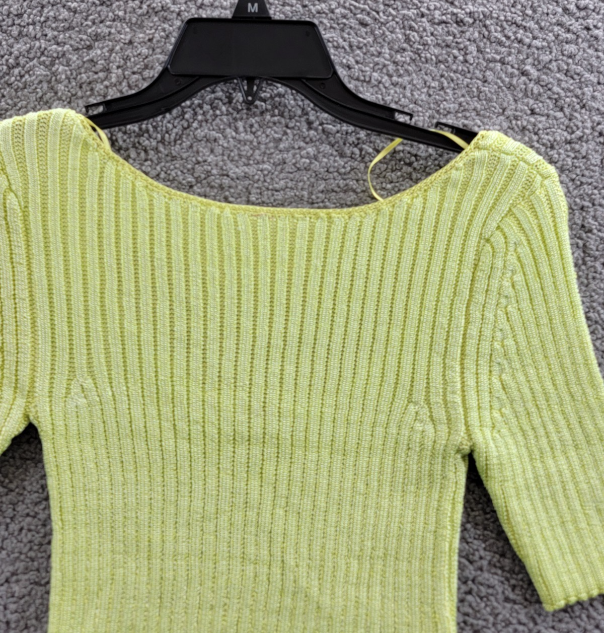 Free People San Lucas Pullover Crop Top Women's XS Sunny Lime Scoop Neckline - Picture 4 of 16