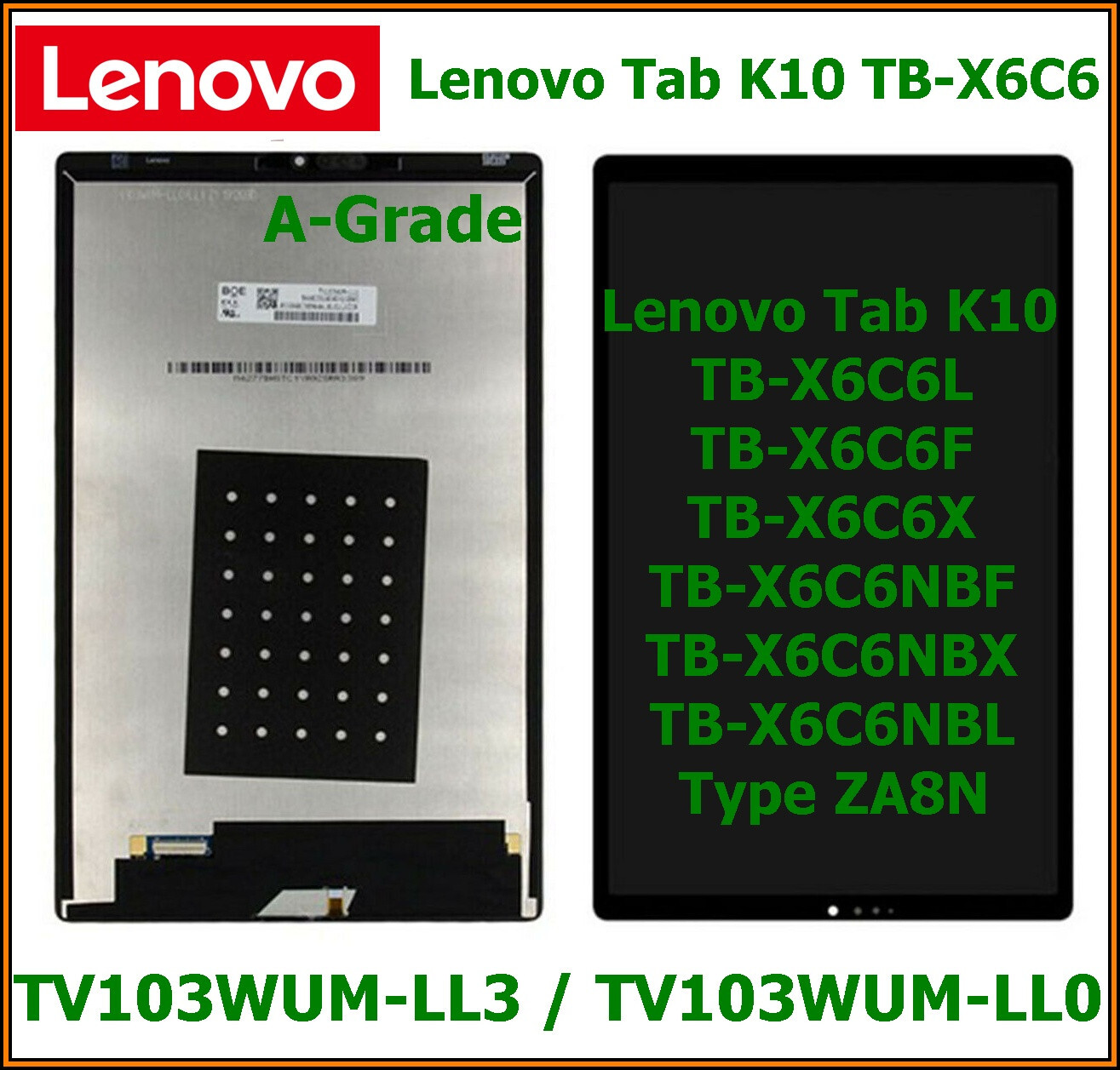 A-Grade LCD fur Lenovo Tab K10 TB-X6C6F TB-X6C6X ZA8N A-Grade LCD fur Lenovo Tab K10 TB-X6C6F TB-X6C6X ZA8N