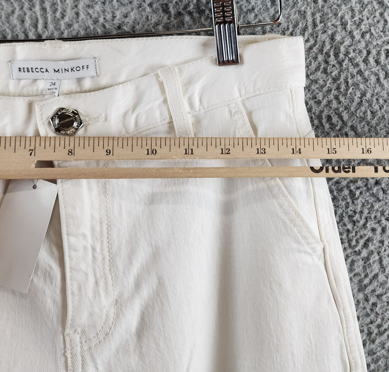 REBECCA MINKOFF Relaxed Cargo Pants Women's 24 Alabaster Zip & Button Closure - Picture 8 of 14