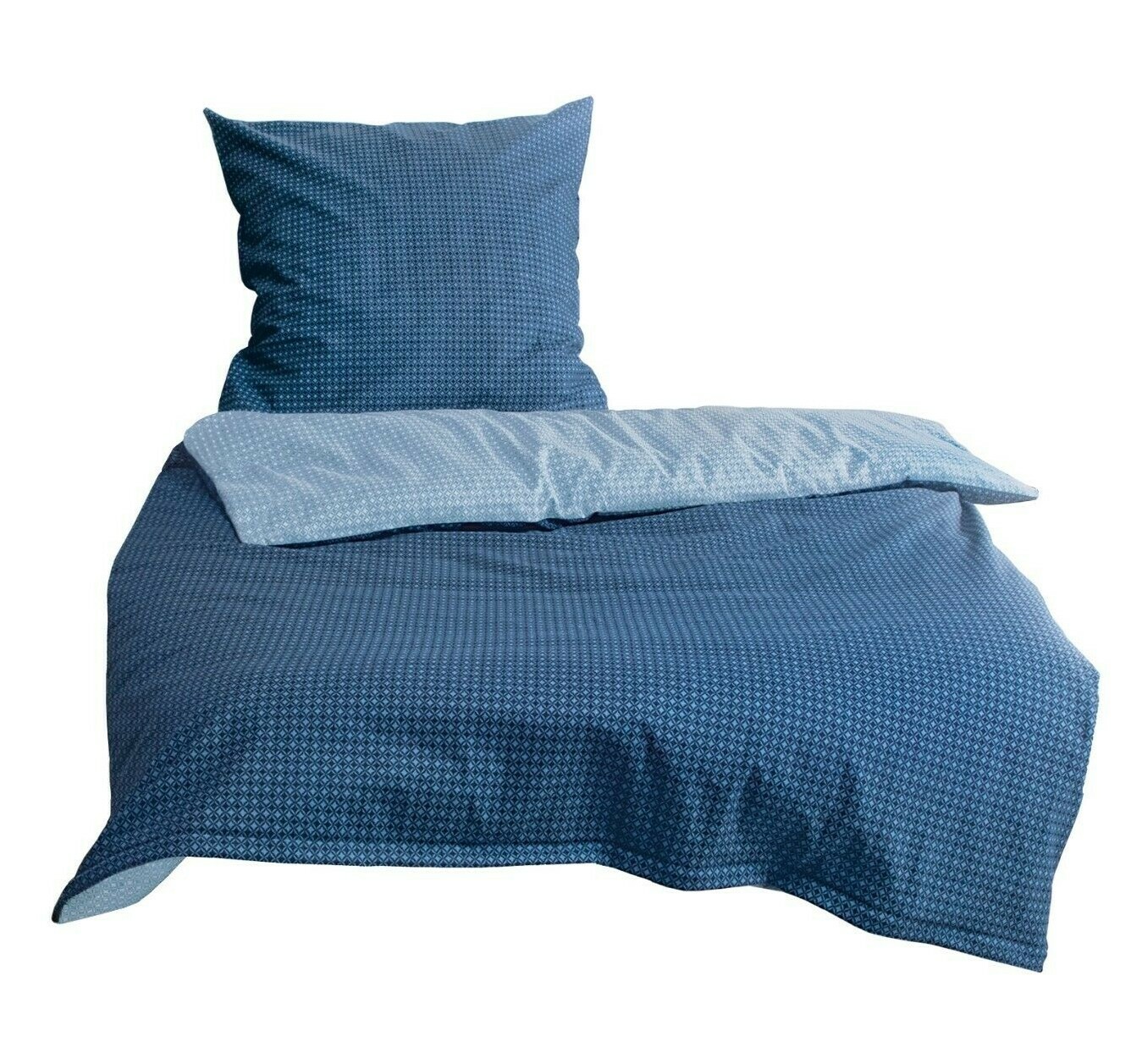 Bierbaum Baumwolle Fein Biber Bettwäsche 135x200 Wende Waben blau 4tlg 1B RV