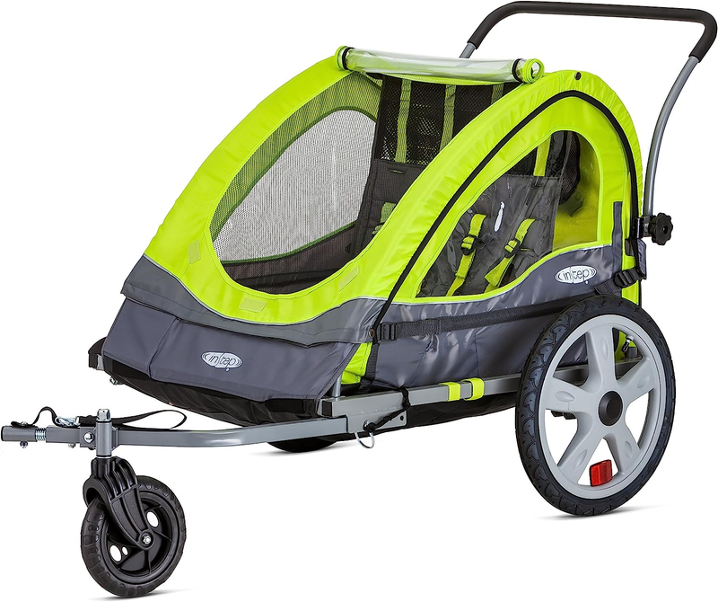 Instep Quick-N-Ez Double Tow behind Bike Trailer for Toddlers, Kids, Converts to